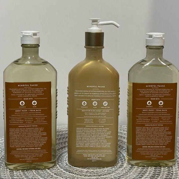 BBW Aroma Mindful Pause Body Lotion and Body Wash Foam Bath Set of 3 NWT - Picture 2 of 4